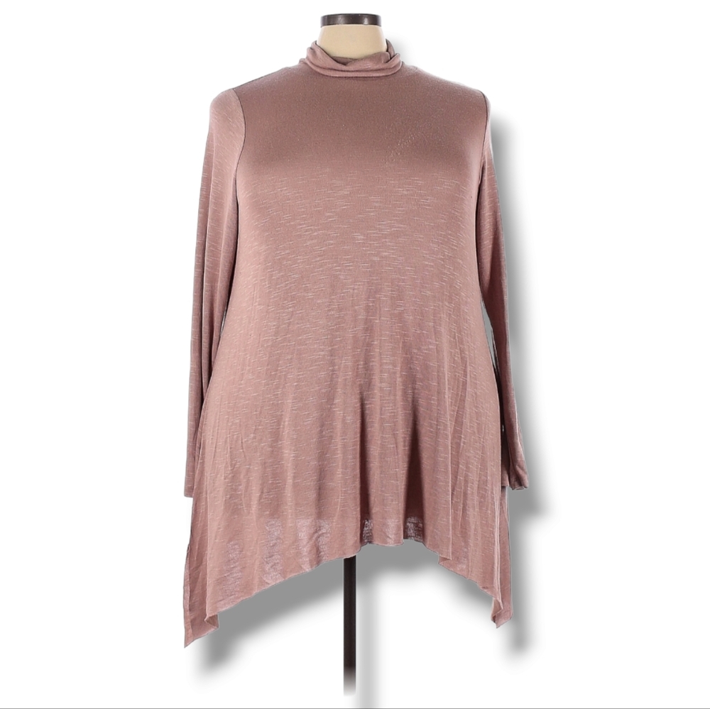 Torrid Long Sleeve Shirt Size 3X Blush Tan Mock Turtle Neck Pullover Tunic‎ Top